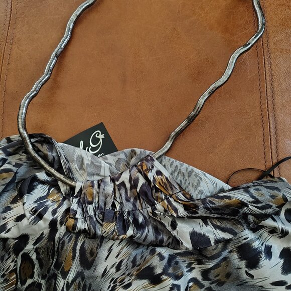 Rachael G. Satin Animal Print Summer Dress, Size M - Picture 10 of 14